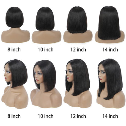 Professional title: &quot;Brazilian Virgin Human Hair Short Bob Wig with 13X4 Frontal for Black Women - Pre Plucked Lace Front Wig (8 Inch)&quot;