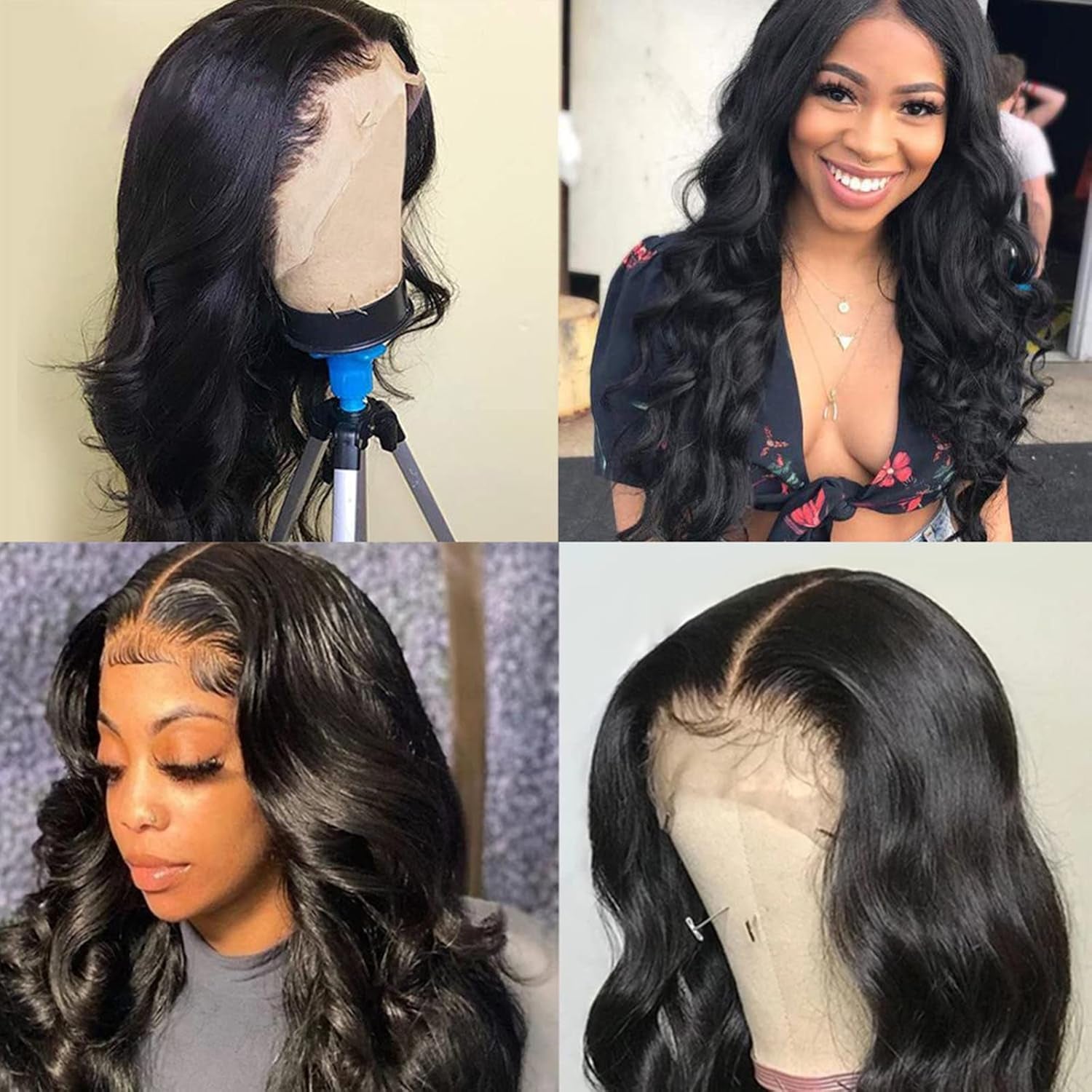 &quot;10A Body Wave Transparent Lace Front Wig with Pre-Plucked Natural Hairline for Black Women - 150% Density, 13X6 Lace Front, Baby Hair - Natural Black Color, 18 Inch&quot;