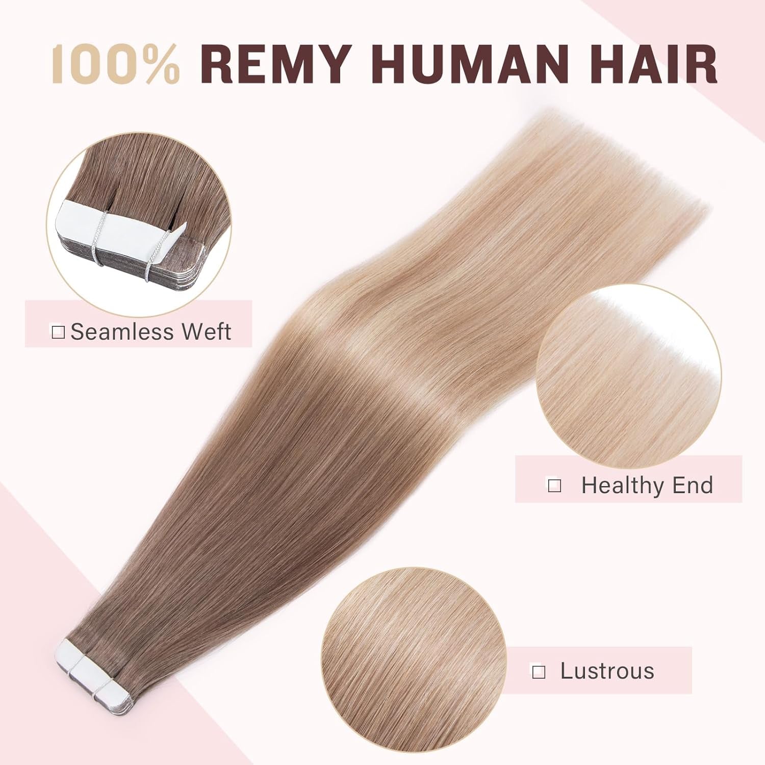 18 Inch Remy Human Hair Tape in Hair Extensions - Dark Brown and Blonde Balayage