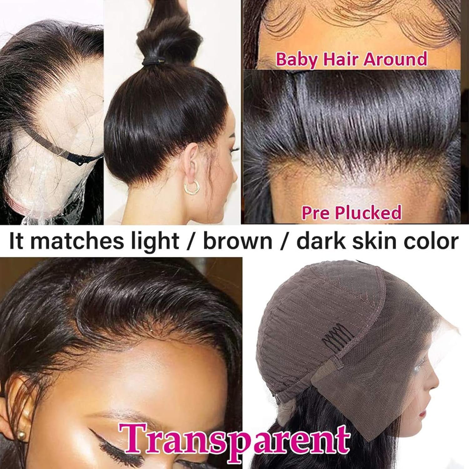 &quot;10A Body Wave Transparent Lace Front Wig with Pre-Plucked Natural Hairline for Black Women - 150% Density, 13X6 Lace Front, Baby Hair - Natural Black Color, 18 Inch&quot;