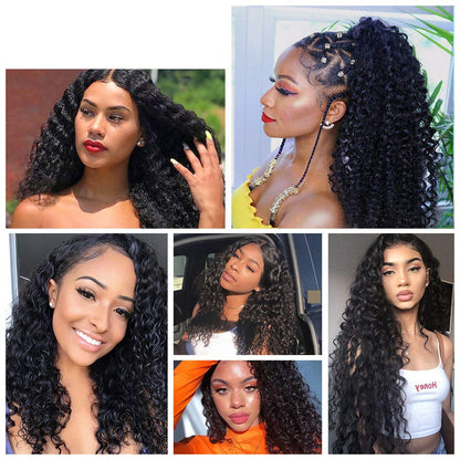 Water Wave 13X4 Lace Frontal Wigs for Black Women 150% Density Brazilian Virgin Human Hair Water Wave Lace Frontal Wigs Pre Plucked Hairline with Natural Baby Hair (16 Inch)