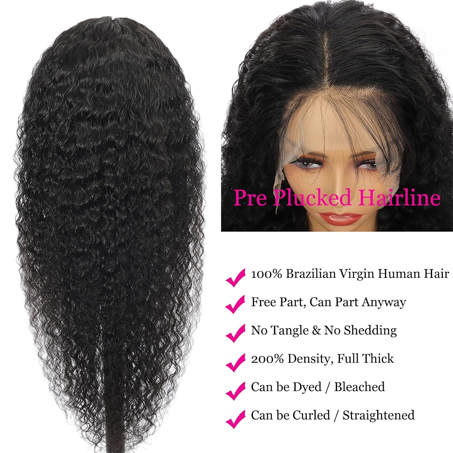 13X6 Deep Wave Lace Front Wigs Human Hair Pre Plucked 180% Density Curly Lace Front Wig Human Hair Wigs for Black Women Hd Lace Front Wigs Human Hair