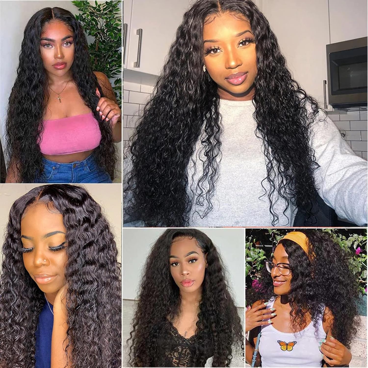 Hair Transparent Lace Front Wigs Human Hair Deep Wave 150% Density Deep Curly 13X4 Lace Front Human Hair Wigs for Black Women Virgin Hair Wigs Pre Plucked with Baby Hair Natural Color 16 Inch