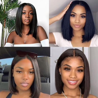 Professional title: &quot;Brazilian Virgin Human Hair Short Bob Wig with 13X4 Frontal for Black Women - Pre Plucked Lace Front Wig (8 Inch)&quot;