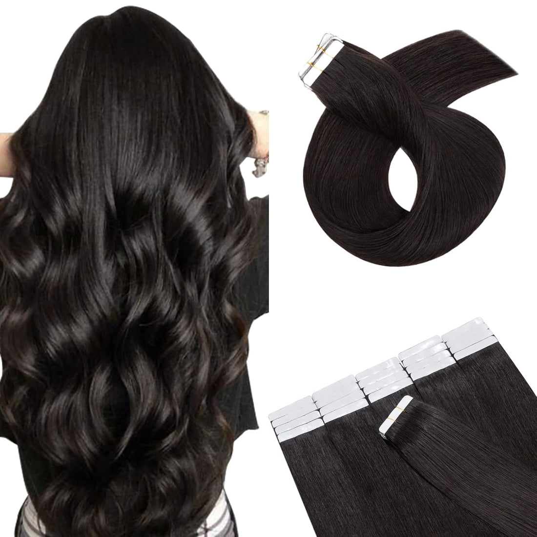 Tape in Hair Extensions Human Hair 18 Inch Long 