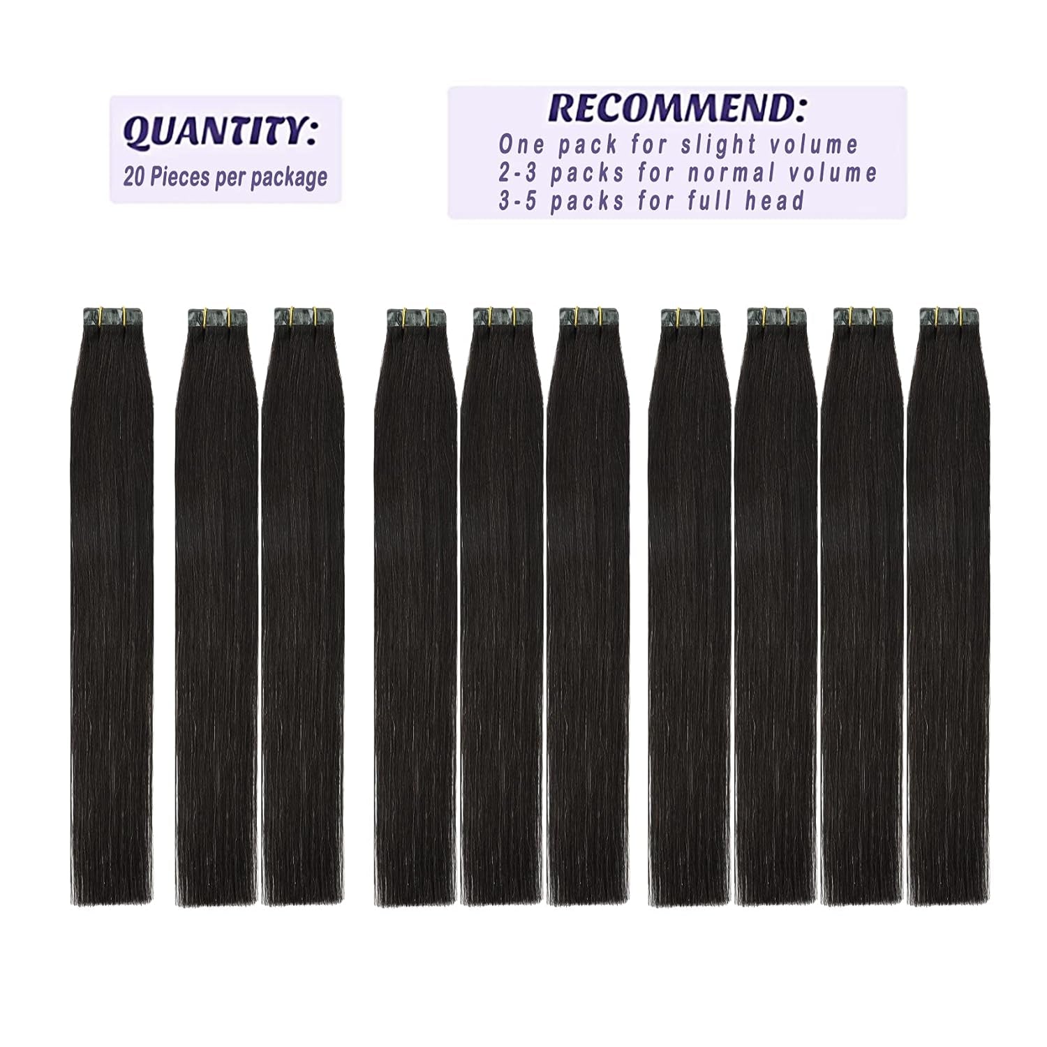 Professional Title: &quot;16 Inch Natural Black Tape in Hair Extensions - Real Human Hair, 20Pcs 30G Silky Tape In Extensions&quot;