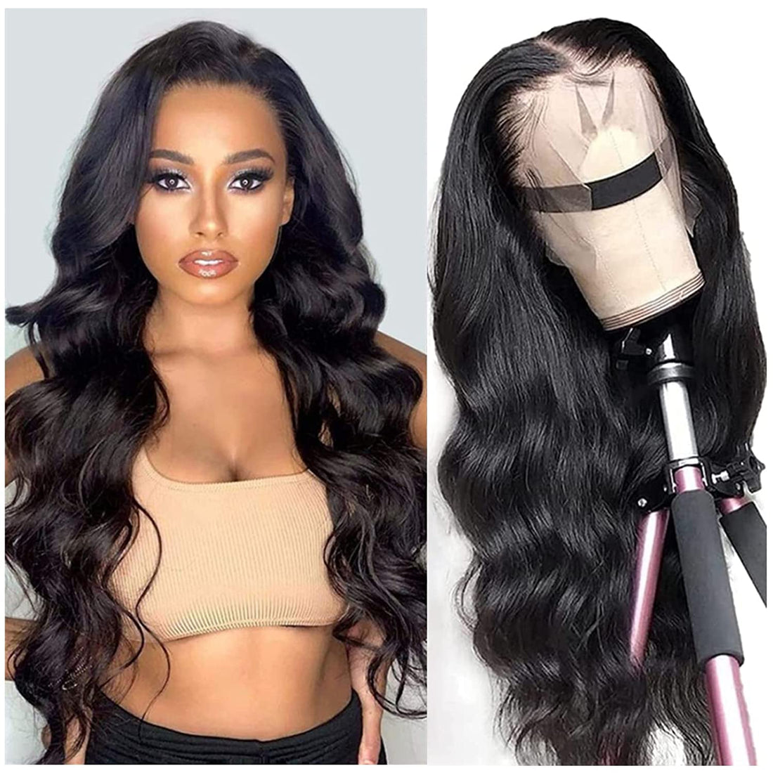 Human Hair Lace Front Wigs 13X4 Lace Front Wigs for Black Women Body Wave Lace Front Human Hair Wigs Pre Plucked Human Hair Wigs with Baby Hair 150% Density (18 Inch)