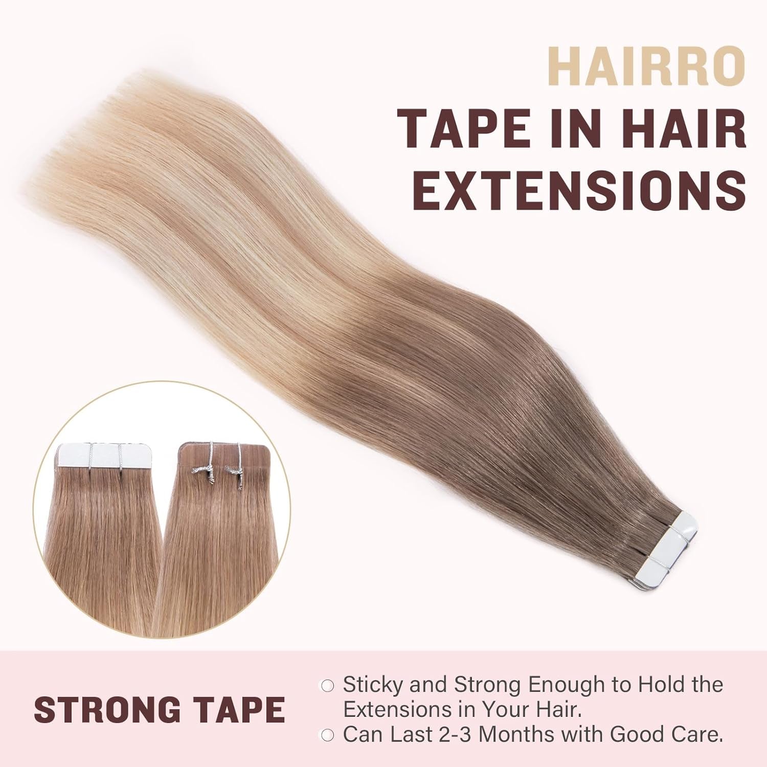 18 Inch Remy Human Hair Tape in Hair Extensions - Dark Brown and Blonde Balayage