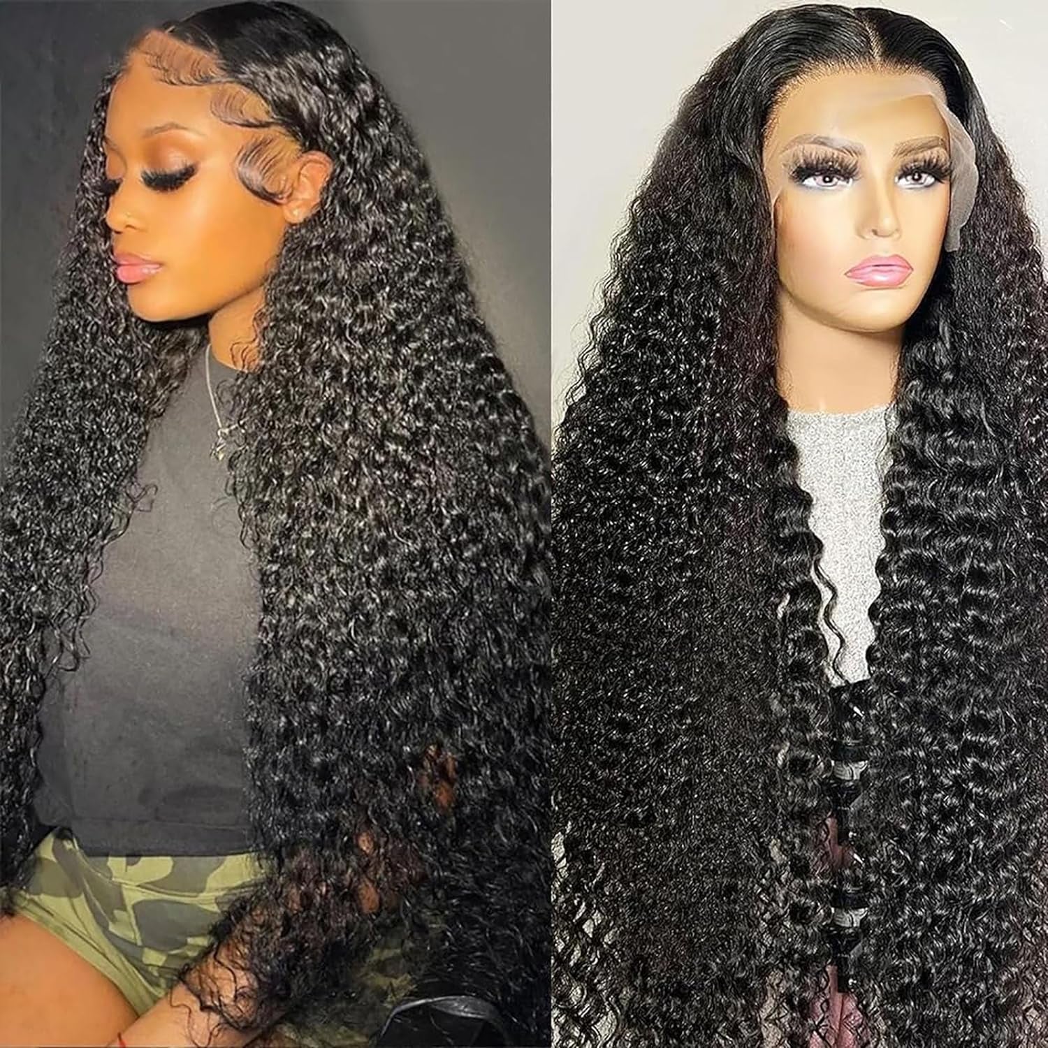 13X6 Deep Wave Lace Front Wigs Human Hair Pre Plucked 180% Density Curly Lace Front Wig Human Hair Wigs for Black Women Hd Lace Front Wigs Human Hair